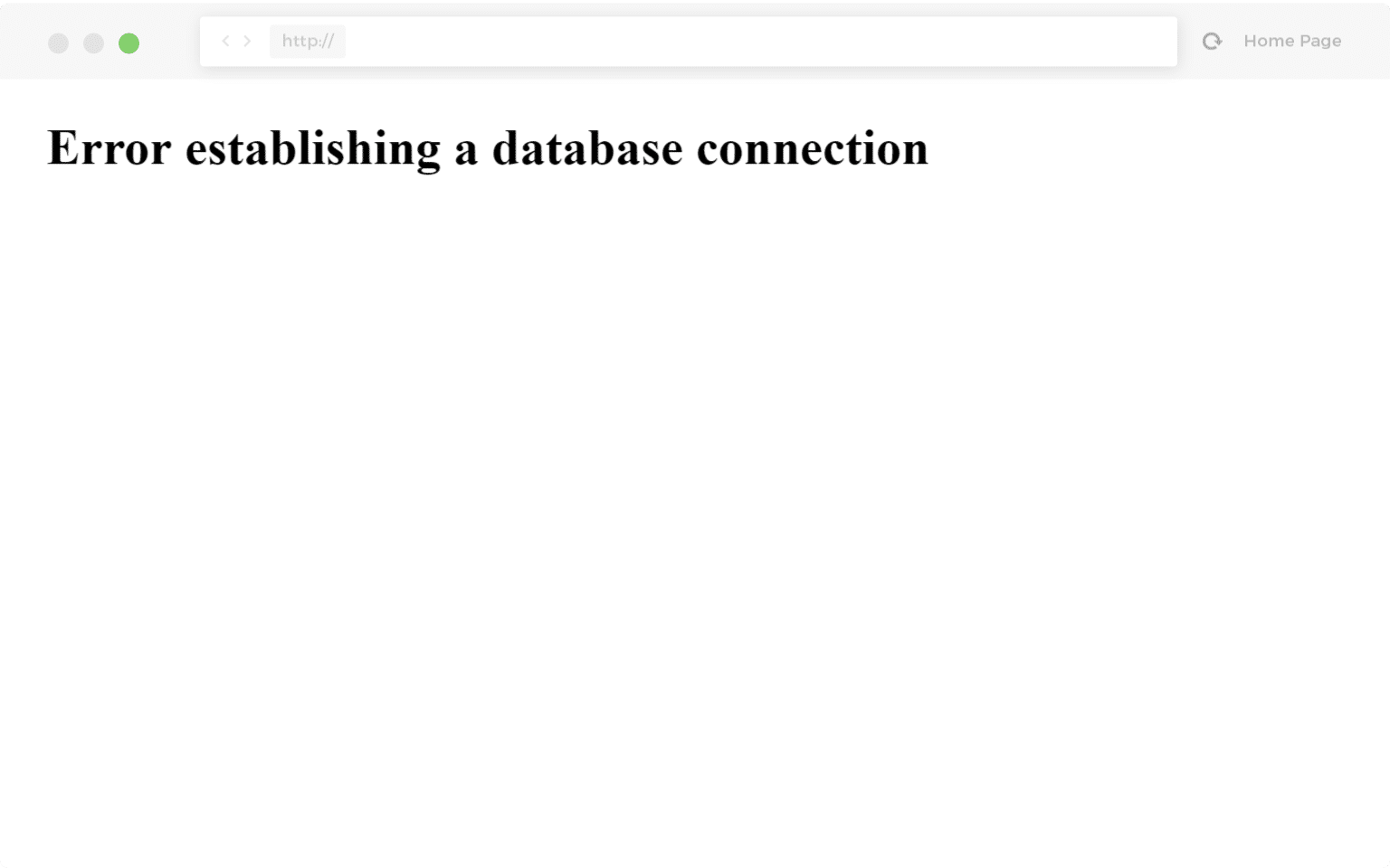Example of error establishing a database connection Exemple d'erreur lors de la connexion à la base de données